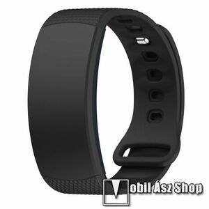 Okosóra szíj - FEKETE - szilikon, L-es méret, 90mm+123mm hosszú, 150mm-től 213mm-es méretű csuklóig ajánlott - SAMSUNG Gear Fit 2 SM-R360 / Samsung Gear Fit 2 Pro SM-R365 kép