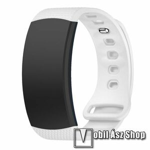 Okosóra szíj - FEHÉR - szilikon, L-es méret, 90mm+123mm hosszú, 150mm-től 213mm-es méretű csuklóig ajánlott - SAMSUNG Gear Fit 2 SM-R360 / Samsung Gear Fit 2 Pro SM-R365 kép