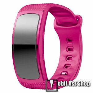 Okosóra szíj - MAGENTA - szilikon, L-es méret, 90mm+123mm hosszú, 150mm-től 213mm-es méretű csuklóig ajánlott - SAMSUNG Gear Fit 2 SM-R360 / Samsung Gear Fit 2 Pro SM-R365 kép
