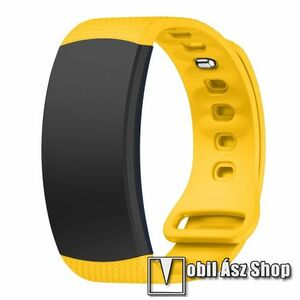 Okosóra szíj - CITROMSÁRGA - szilikon, S-es méret, 95mm+90mm hosszú, 126mm-től 175mm-es méretű csuklóig ajánlott - SAMSUNG Gear Fit 2 SM-R360 / Samsung Gear Fit 2 Pro SM-R365 kép