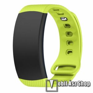 Okosóra szíj - ZÖLD - szilikon, S-es méret, 95mm+90mm hosszú, 126mm-től 175mm-es méretű csuklóig ajánlott - SAMSUNG Gear Fit 2 SM-R360 / Samsung Gear Fit 2 Pro SM-R365 kép