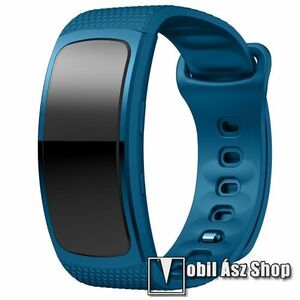 Okosóra szíj - KÉK - szilikon, S-es méret, 95mm+90mm hosszú, 126mm-től 175mm-es méretű csuklóig ajánlott - SAMSUNG Gear Fit 2 SM-R360 / Samsung Gear Fit 2 Pro SM-R365 kép
