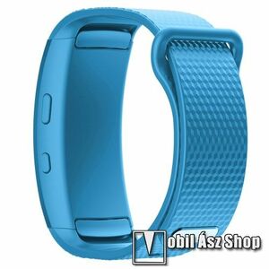 Okosóra szíj - ÉGSZÍNKÉK - szilikon, S-es méret, 95mm+90mm hosszú, 126mm-től 175mm-es méretű csuklóig ajánlott - SAMSUNG Gear Fit 2 SM-R360 / Samsung Gear Fit 2 Pro SM-R365 kép