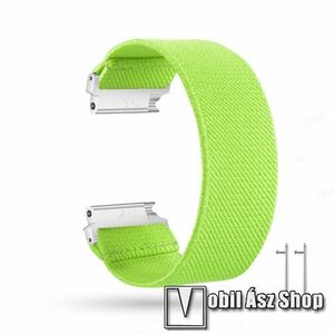 Okosóra szíj - szövet, sztreccses, 145mm hosszú, 20mm széles, 160mm-től 210mm-es méretű csuklóig ajánlott - VILÁGOSZÖLD - SAMSUNG Galaxy Watch 42mm / Amazfit GTS / HUAWEI Watch GT 2 42mm / Galaxy Watch Active / Active 2 kép
