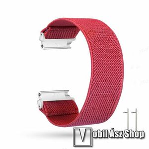 Okosóra szíj - szövet, sztreccses, 145mm hosszú, 22mm széles, 160mm-től 210mm-es méretű csuklóig ajánlott - PIROS - SAMSUNG Galaxy Watch 46mm / Watch GT2 46mm / Watch GT 2e / Gear S3 Frontier / Honor MagicWatch 2 46mm kép