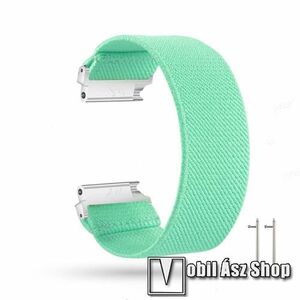 Okosóra szíj - szövet, sztreccses, 145mm hosszú, 22mm széles, 160mm-től 210mm-es méretű csuklóig ajánlott - CYAN - SAMSUNG Galaxy Watch 46mm / Watch GT2 46mm / Watch GT 2e / Gear S3 Frontier / Honor MagicWatch 2 46mm kép