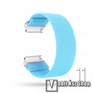 Okosóra szíj - szövet, sztreccses, 145mm hosszú, 22mm széles, 160mm-től 210mm-es méretű csuklóig ajánlott - VILÁGOSKÉK - SAMSUNG Galaxy Watch 46mm / Watch GT2 46mm / Watch GT 2e / Gear S3 Frontier / Honor MagicWatch 2 46mm kép