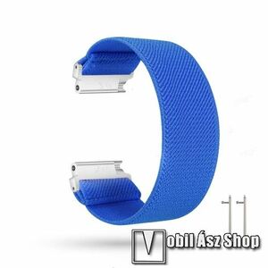 Okosóra szíj - szövet, sztreccses, 145mm hosszú, 22mm széles, 160mm-től 210mm-es méretű csuklóig ajánlott - SÖTÉTKÉK - SAMSUNG Galaxy Watch 46mm / Watch GT2 46mm / Watch GT 2e / Gear S3 Frontier / Honor MagicWatch 2 46mm kép