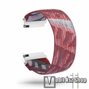 Okosóra szíj - szövet, sztreccses, 145mm hosszú, 20mm széles, 160mm-től 210mm-es méretű csuklóig ajánlott - BORDÓ - SAMSUNG Galaxy Watch 42mm / Amazfit GTS / HUAWEI Watch GT 2 42mm / Galaxy Watch Active / Active 2 kép