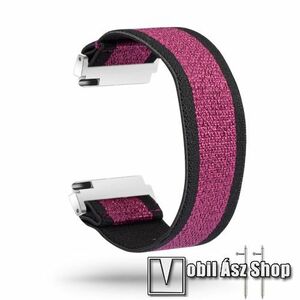 Okosóra szíj - szövet, sztreccses, 145mm hosszú, 22mm széles, 160mm-től 210mm-es méretű csuklóig ajánlott - FEKETE / RÓZSASZÍN - SAMSUNG Galaxy Watch 46mm / Watch GT2 46mm / Watch GT 2e / Gear S3 Frontier / Honor MagicWatch 2 46mm kép