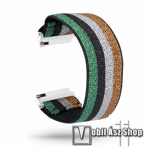 Okosóra szíj - szövet, sztreccses, 145mm hosszú, 22mm széles, 160mm-től 210mm-es méretű csuklóig ajánlott - SZÍNES MINTÁS - SAMSUNG Galaxy Watch 46mm / Watch GT2 46mm / Watch GT 2e / Gear S3 Frontier / Honor MagicWatch 2 46mm kép