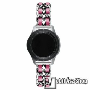 Okosóra szíj - EZÜST / ROSE GOLD - rozsdamentes acél / PU bőr - 190mm hosszú, 22mm széles - HUAWEI Watch GT / HUAWEI Watch Magic / MagicWatch 2 46mm / Watch GT 2 46mm kép