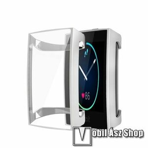 Okosóra szilikon védő tok / keret - EZÜST - Szilikon előlapvédő is! - Fitbit Charge 3 / Fitbit Charge 3 SE / Fitbit Charge 4 kép