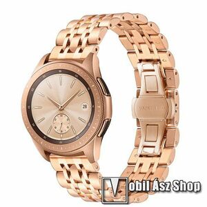 Fém okosóra szíj - ROSE GOLD - rozsdamentes acél, speciális pillangó csatos, 20mm széles - SAMSUNG Galaxy Watch 42mm / Xiaomi Amazfit GTS / SAMSUNG Gear S2 / HUAWEI Watch GT 2 42mm / Galaxy Watch Active / Active 2 kép