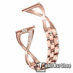 Fém X-shape okosóra szíj - strasszkővel díszített, 150mm hosszú, 22mm széles - PEZSGŐ - SAMSUNG Galaxy Watch 46mm / Watch GT2 46mm / Watch GT 2e / Galaxy Watch3 45mm / Honor MagicWatch 2 46mm kép