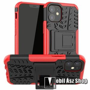 OTT! VROOM műanyag védő tok / hátlap - PIROS - AUTÓGUMI MINTÁS - szilikon betétes, asztali tartó funkciós, ERŐS VÉDELEM! - APPLE iPhone 12 mini kép