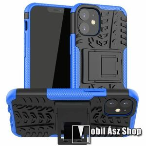 OTT! VROOM műanyag védő tok / hátlap - KÉK - AUTÓGUMI MINTÁS - szilikon betétes, asztali tartó funkciós, ERŐS VÉDELEM! - APPLE iPhone 12 mini kép