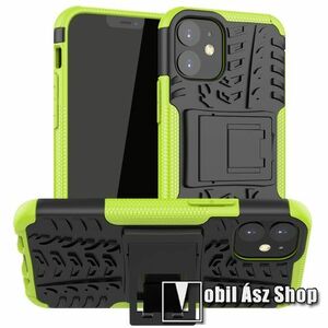 OTT! VROOM műanyag védő tok / hátlap - ZÖLD - AUTÓGUMI MINTÁS - szilikon betétes, asztali tartó funkciós, ERŐS VÉDELEM! - APPLE iPhone 12 mini kép