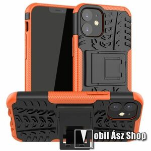 OTT! VROOM műanyag védő tok / hátlap - NARANCSSÁRGA - AUTÓGUMI MINTÁS - szilikon betétes, asztali tartó funkciós, ERŐS VÉDELEM! - APPLE iPhone 12 mini kép
