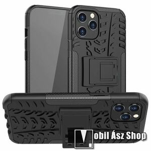 OTT! VROOM műanyag védő tok / hátlap - FEKETE - AUTÓGUMI MINTÁS - szilikon betétes, asztali tartó funkciós, ERŐS VÉDELEM! - APPLE iPhone 12 Pro Max kép