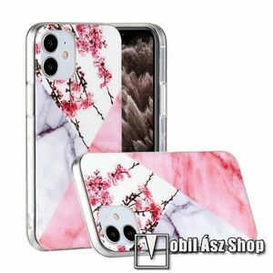 Szilikon védő tok / hátlap - MÁRVÁNY / VIRÁGZÓ FA MINTÁS - RÓZSASZÍN / FEHÉR - APPLE iPhone 12 mini kép