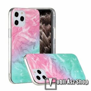Szilikon védő tok / hátlap - MÁRVÁNY MINTÁS - RÓZSASZÍN / ZÖLD - APPLE iPhone 12 / APPLE iPhone 12 Pro kép