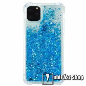 Szilikon védő tok / hátlap - csillogó, liquid folyadék, erősített sarkok - KÉK - APPLE iPhone 12 mini kép
