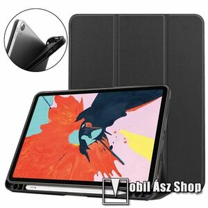 Notesz / mappa tok - FEKETE - oldalra nyíló flip cover, TRIFOLD asztali tartó funkciós, belső ceruzatartó, szilikon belső - APPLE iPad Air 11 (2024) / Air (2022) / Air (2020) kép