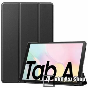 Notesz / mappa tok - FEKETE - oldalra nyíló flip cover, TRIFOLD asztali tartó funkciós, mágneses záródás, műanyag belső - SAMSUNG Galaxy Tab A7 10.4 (2020) (SM-T500/T505) / (2022) (SM-T509) kép