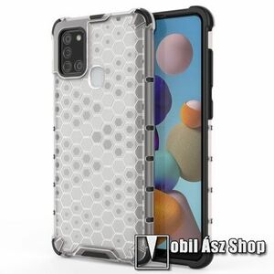 OTT! HONEYCOMB műanyag védő tok / hátlap - FEHÉR - szilikon belső, erősített sarkok, méhsejt mintás, ERŐS VÉDELEM! - SAMSUNG SM-A217F Galaxy A21s kép