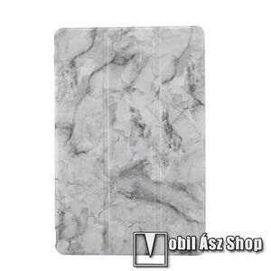 Notesz / mappa tok - MÁRVÁNY MINTÁS - SZÜRKE - oldalra nyíló flip cover, TRIFOLD asztali tartó funkció, mágneses záródás, erősített sarkok, műanyag belső - SAMSUNG Galaxy Tab A7 10.4 (2020) (SM-T500/T505) / (2022) (SM-T509) kép