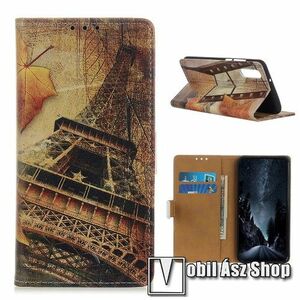 Notesz / mappa tok - EIFFEL TORONY MINTÁS - oldalra nyíló, rejtett mágneses záródás, bankkártyatartó zseb, asztali tartó funkció, szilikon belső - SONY Xperia 5 II (2020) kép
