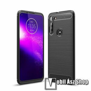 OTT! CARBON szilikon védő tok / hátlap - FEKETE - karbon mintás, ERŐS VÉDELEM! - MOTOROLA Moto G8 kép