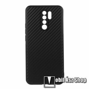 Szilikon védő tok / hátlap - karbon mintás - FEKETE - Xiaomi Redmi 9 / Xiaomi Redmi 9 Prime kép