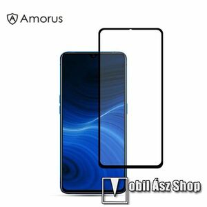 AMORUS előlap védő karcálló edzett üveg, TELJES KIJELZŐT VÉDI! - FEKETE - 9H, A teljes felületén tapad! - Oppo A31 (2020) / A9 (2020) / A11x / A5 (2020)/ Realme 6i / Realme 5 - GYÁRI kép