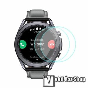 HAT PRINCE okosóra előlap védő karcálló edzett üveg - 2db - 0, 2 mm vékony, 9H, 2.15D, A képernyő sík részét védi - SAMSUNG Galaxy Watch3 45mm (SM-R845F) - GYÁRI kép