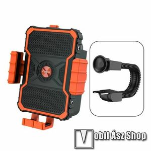 UNIVERZÁLIS biciklis / motoros tartó konzol mobiltelefon készülékekhez - FEKETE / NARANCSSÁRGA - 360°-ban forgatható, 60-90mm-ig nyíló bölcső kép