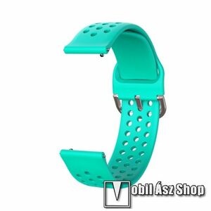 Okosóra szíj - légáteresztő, sportoláshoz, szilikon - 109mm + 96mm hosszú, 22mm széles, 160-220mm-es méretű csuklóig ajánlott - CYAN - SAMSUNG Galaxy Watch 46mm / Watch GT2 46mm / GT 2e / Galaxy Watch3 45mm / Honor MagicWatch 2 46mm kép