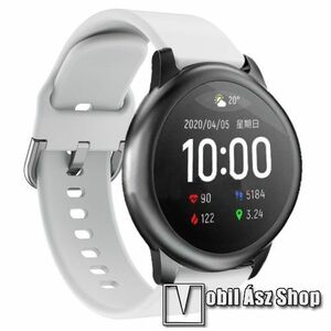 Okosóra szíj - szilikon - FEHÉR - 116mm+34mm hosszú, 22mm széles (ívelt!), 130-205mm átmérőjű csuklóméretig ajánlott - Xiaomi Haylou Solar / Xiaomi Haylou Solar LS05 kép