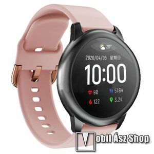 Okosóra szíj - szilikon - RÓZSASZÍN - 116mm+34mm hosszú, 22mm széles (ívelt!), 130-205mm átmérőjű csuklóméretig ajánlott - Xiaomi Haylou Solar / Xiaomi Haylou Solar LS05 kép