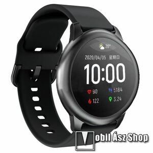 Okosóra szíj - szilikon - FEKETE - 116mm+34mm hosszú, 22mm széles (ívelt!), 130-205mm átmérőjű csuklóméretig ajánlott - Xiaomi Haylou Solar / Xiaomi Haylou Solar LS05 kép