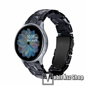 Okosóra műanyag szíj - FEKETE / FEHÉR - pillangó csat - 192mm hosszú, 20mm széles, 145-200mm-es méretű csuklóig ajánlott - SAMSUNG Galaxy Watch 42mm / Amazfit GTS / Galaxy Watch3 41mm / HUAWEI Watch GT 2 42mm / Galaxy Watch Active / Active 2 kép