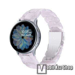 Okosóra műanyag szíj - FEHÉR - pillangó csat - 165mm hosszú, 20mm széles, 145-200mm-es méretű csuklóig ajánlott - SAMSUNG Galaxy Watch 42mm / Amazfit GTS / Galaxy Watch3 41mm / HUAWEI Watch GT 2 42mm / Galaxy Watch Active / Active 2 kép
