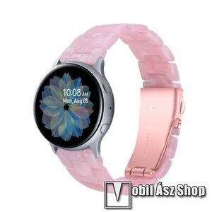 Okosóra műanyag szíj - RÓZSASZÍN - pillangó csat - 165mm hosszú, 20mm széles, 145-200mm-es méretű csuklóig ajánlott - SAMSUNG Galaxy Watch 42mm / Amazfit GTS / Galaxy Watch3 41mm / HUAWEI Watch GT 2 42mm / Galaxy Watch Active / Active 2 kép