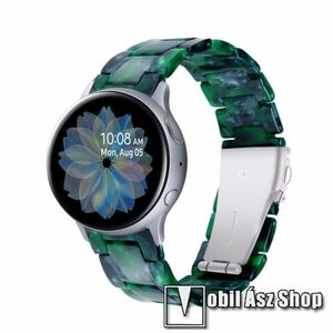 Okosóra műanyag szíj - FEKETE / ZÖLD - pillangó csat - 165mm hosszú, 20mm széles, 145-200mm-es méretű csuklóig ajánlott - SAMSUNG Galaxy Watch 42mm / Amazfit GTS / Galaxy Watch3 41mm / HUAWEI Watch GT 2 42mm / Galaxy Watch Active / Active 2 kép