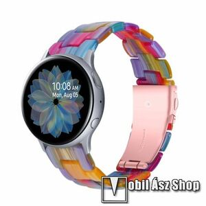 Okosóra műanyag szíj - SZÍNES - pillangó csat - 165mm hosszú, 20mm széles, 145-200mm-es méretű csuklóig ajánlott - SAMSUNG Galaxy Watch 42mm / Amazfit GTS / Galaxy Watch3 41mm / HUAWEI Watch GT 2 42mm / Galaxy Watch Active / Active 2 kép