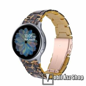 Okosóra műanyag szíj - LEOPÁRD MINTÁS - pillangó csat - 165mm hosszú, 20mm széles, 145-200mm-es méretű csuklóig ajánlott - SAMSUNG Galaxy Watch 42mm / Amazfit GTS / Galaxy Watch3 41mm / HUAWEI Watch GT 2 42mm / Galaxy Watch Active / Active 2 kép