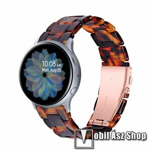 Okosóra műanyag szíj - FEKETE / NARANCS - pillangó csat - 165mm hosszú, 20mm széles, 145-200mm-es méretű csuklóig ajánlott - SAMSUNG Galaxy Watch 42mm / Amazfit GTS / Galaxy Watch3 41mm / HUAWEI Watch GT 2 42mm / Galaxy Watch Active / Active 2 kép