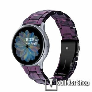 Okosóra műanyag szíj - LILA / FEKETE - pillangó csat - 165mm hosszú, 20mm széles, 145-200mm-es méretű csuklóig ajánlott - SAMSUNG Galaxy Watch 42mm / Amazfit GTS / Galaxy Watch3 41mm / HUAWEI Watch GT 2 42mm / Galaxy Watch Active / Active 2 kép