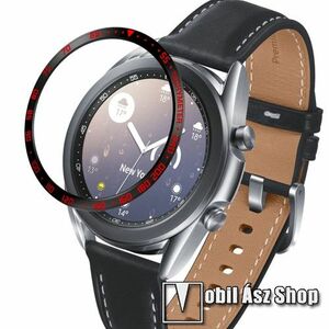 Okosóra lünetta védő rozsdamentes acél - a másodpercmutató segítségével a tachymeter skáláról leolvashatod az óránkénti átlagsebességet - FEKETE / PIROS - SAMSUNG Galaxy Watch3 41mm (SM-R855F) kép